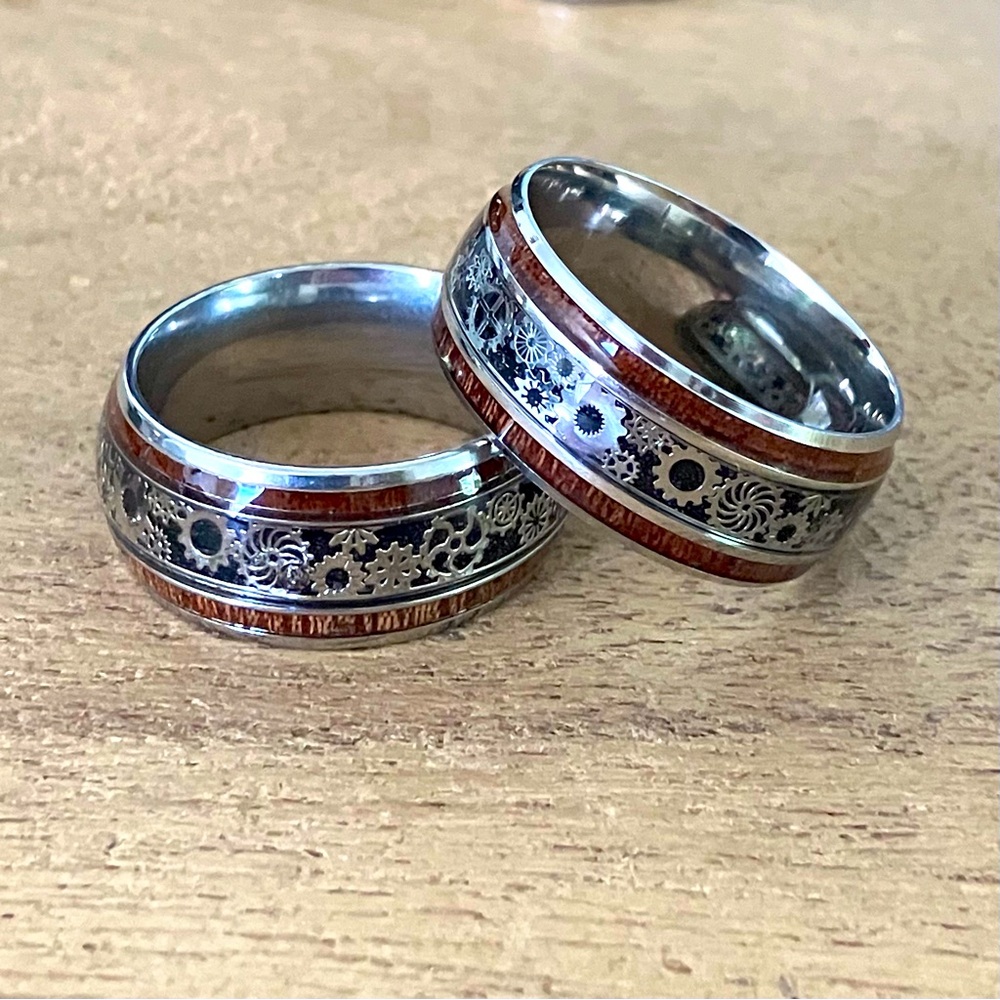 Steampunk Stainless Steel Wide Band Ring